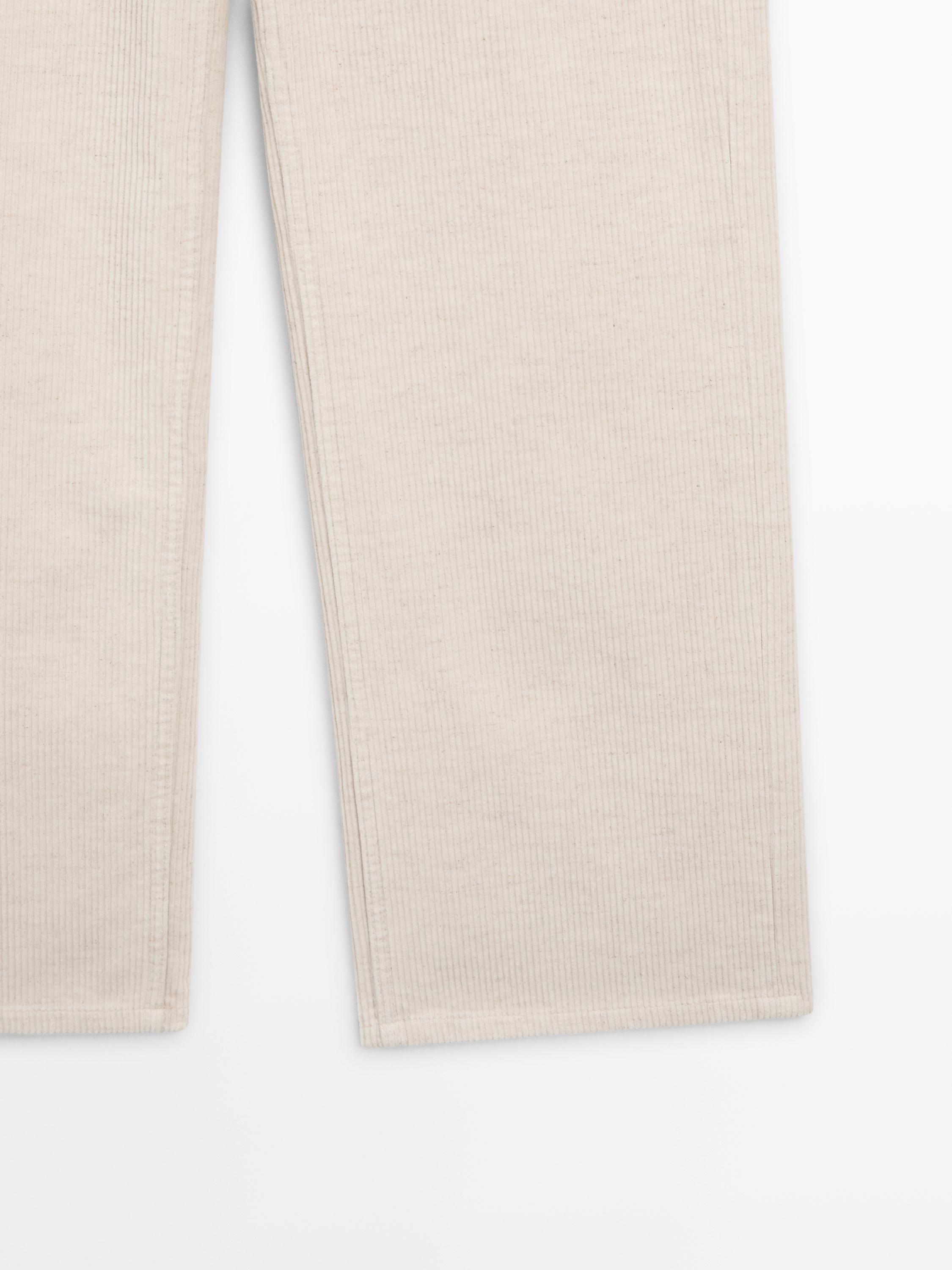 High-waist straight-leg corduroy trousers